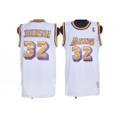 nba los angeles lakers #32 johnson m&n white