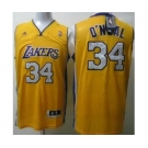 nba los angeles lakers #34 o`neal yellow[revolution 30 swingman]