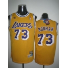 nba los angeles lakers #73 rodman m&n yellow