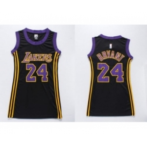 NBA Women Lakers #24 Kobe Bryant Black(Purple No.) Dress Stitched Jerseys
