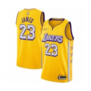 Women's Los Angeles Lakers #23 LeBron James Swingman Gold Basketball Jersey - 2019-20 City Edition
