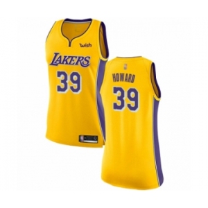 Women's Los Angeles Lakers #39 Dwight Howard Authentic Gold Basketball Jersey - Icon Edition