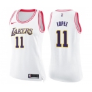 Women's Nike Los Angeles Lakers #11 Brook Lopez Swingman WhitePink Fashion NBA Jersey