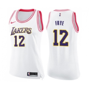 Women's Nike Los Angeles Lakers #12 Channing Frye Swingman WhitePink Fashion NBA Jersey
