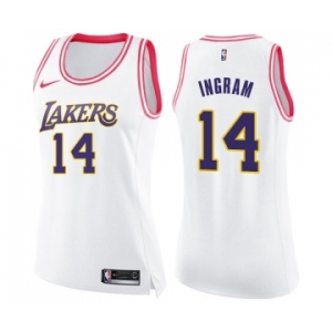Women's Nike Los Angeles Lakers #14 Brandon Ingram Swingman WhitePink Fashion NBA Jersey