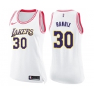 Women's Nike Los Angeles Lakers #30 Julius Randle Swingman WhitePink Fashion NBA Jersey