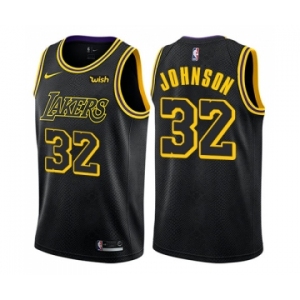 Women's Nike Los Angeles Lakers #32 Magic Johnson Swingman Black NBA Jersey - City Edition