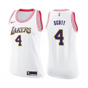 Women's Nike Los Angeles Lakers #4 Byron Scott Swingman WhitePink Fashion NBA Jersey