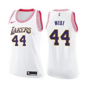 Women's Nike Los Angeles Lakers #44 Jerry West Swingman WhitePink Fashion NBA Jersey