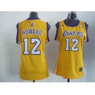 women nba los angeles lakers #12 dwight howard yellow