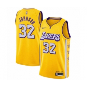 Youth Los Angeles Lakers #32 Magic Johnson Swingman Gold Basketball Jersey - 2019-20 City Edition