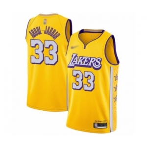 Youth Los Angeles Lakers #33 Kareem Abdul-Jabbar Swingman Gold Basketball Jersey - 2019-20 City Edition