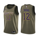 Youth Nike Los Angeles Lakers #12 Vlade Divac Swingman Green Salute to Service NBA Jersey