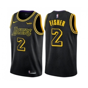 Youth Nike Los Angeles Lakers #2 Derek Fisher Swingman Black NBA Jersey - City Edition