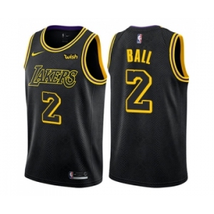 Youth Nike Los Angeles Lakers #2 Lonzo Ball Swingman Black NBA Jersey - City Edition
