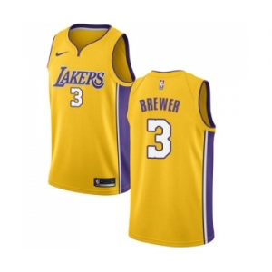 Youth Nike Los Angeles Lakers #3 Corey Brewer Swingman Gold Home NBA Jersey - Icon Edition