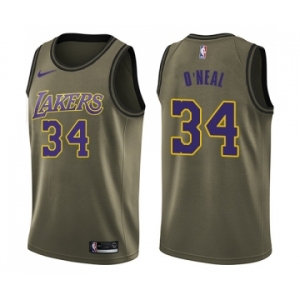 Youth Nike Los Angeles Lakers #34 Shaquille O'Neal Swingman Green Salute to Service NBA Jersey