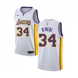 Youth Nike Los Angeles Lakers #34 Shaquille O'Neal Swingman White NBA Jersey - Association Edition