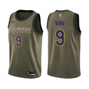 Youth Nike Los Angeles Lakers #9 Luol Deng Swingman Green Salute to Service NBA Jersey