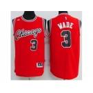 Chicago Bulls #3 Dwyane Wade Red Crabbed Typeface Throwback Stitched NBA Jersey