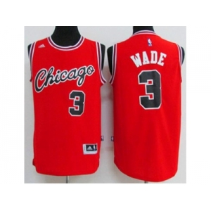 Chicago Bulls #3 Dwyane Wade Red Crabbed Typeface Throwback Stitched NBA Jersey