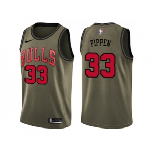 Men Nike Chicago Bulls #33 Scottie Pippen Green Salute to Service NBA Swingman Jersey