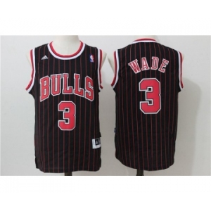 Men's Adidas Chicago Bulls #3 Dwyane Wade Authentic Black(Red Strip) NBA Jersey