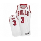 Men's Adidas Chicago Bulls #3 Dwyane Wade Authentic White Home NBA Jersey