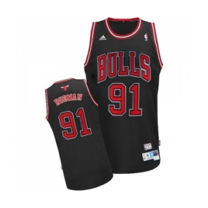 Men's Adidas Chicago Bulls #91 Dennis Rodman Swingman Black Throwback NBA Jersey