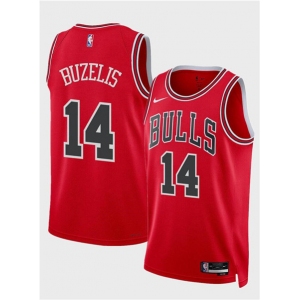 Men's Chicago Bulls #14 Matas Buzelis Red 2024 Draft Icon Edition Stitched Basketball Jersey