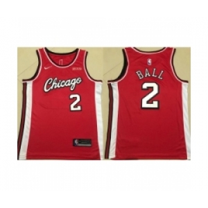 Men's Chicago Bulls  #2 Lonzo Ball 75th Anniversary Red Edition Swingman Stitched Basketball Jersey