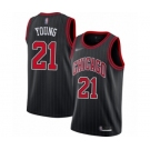 Men's Chicago Bulls #21 Thaddeus Young Swingman Black Finished Basketball Jersey - Statement Edition