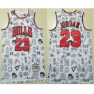 Men's Chicago Bulls #23 Michael Jordan 1997-98 White Hardwood Swingman Throwback Jersey