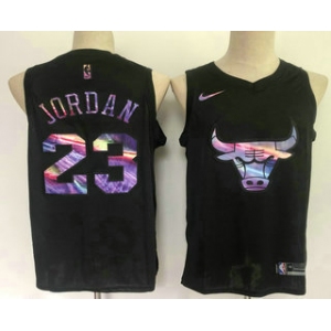 Men's Chicago Bulls #23 Michael Jordan Black Iridescent 2021 Nike Swingman Stitched Jersey