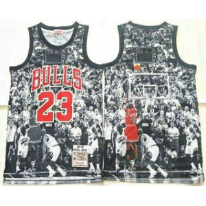 Men's Chicago Bulls #23 Michael Jordan Black Last Throw Swingman Jersey