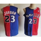 Men's Chicago Bulls #23 Michael Jordan Blue Red Two Tone Stitched Hardwood Classic Swingman Jerseys