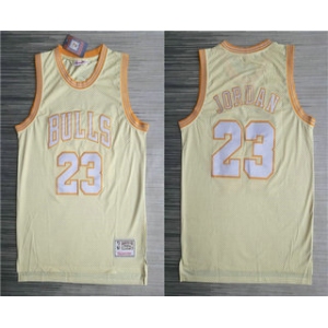 Men's Chicago Bulls #23 Michael Jordan Gold Hardwood Classics Soul Throwback Limited Jersey