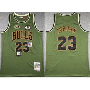 Men's Chicago Bulls #23 Michael Jordan Green 1997-98 Throwback Stitched Basketball Jersey