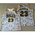 Men's Chicago Bulls #23 Michael Jordan Grey Snakeskin Hardwood AU Throwback Jersey