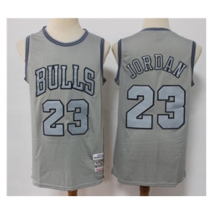 Men's Chicago Bulls #23 Michael Jordan Grey Throwback Stitched Basketball Jersey