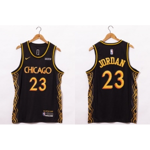 Men's Chicago Bulls #23 Michael Jordan NEW Black Nike 2021 Swingman City Edition Jersey