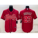 Men's Chicago Bulls #23 Michael Jordan Red With Patch Cool Base Stitched Baseball Jersey