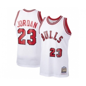 Men's Chicago Bulls #23 Michael Jordan White 1984-85 Throwback Stitched Basketball Jersey