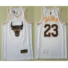 Men's Chicago Bulls #23 Michael Jordan White Golden Nike Swingman Stitched NBA Jersey