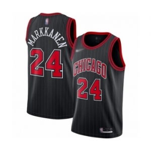 Men's Chicago Bulls #24 Lauri Markkanen Authentic Black Finished Basketball Jersey - Statement Edition