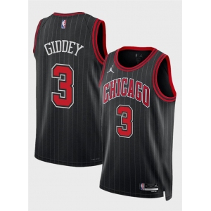 Men's Chicago Bulls #3 Josh Giddey Black Statement Edition Stitched Basketball Jersey
