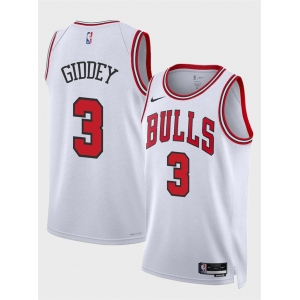 Men's Chicago Bulls #3 Josh Giddey White Association Edition Stitched Basketball Jersey