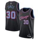 Men's Chicago Bulls #30 Tre Jones Black 2025-26 City Edition Swingman Stitched Basketball Jersey