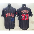 Men's Chicago Bulls #33 Scottie Pippen Number Black With Patch Cool Base Stitched Baseball Jersey