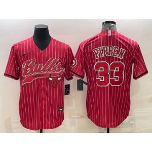 Men's Chicago Bulls #33 Scottie Pippen Red With Patch Cool Base Stitched Baseball Jerseys